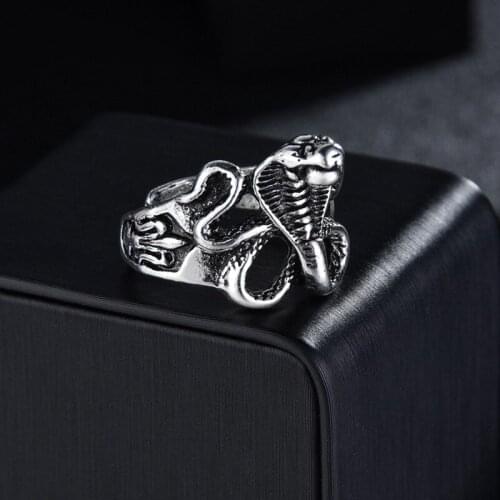 Retro Punk Snake Ring for Men Women Exaggerated Antique Sivery Color Opening Adjustable Rings Anillo Hombre Bijoux