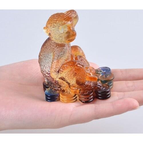 Liuli 12 Chinese Animal Zodiac Signs Monkey Figurine Paperweight Beautiful Collectibles gifts