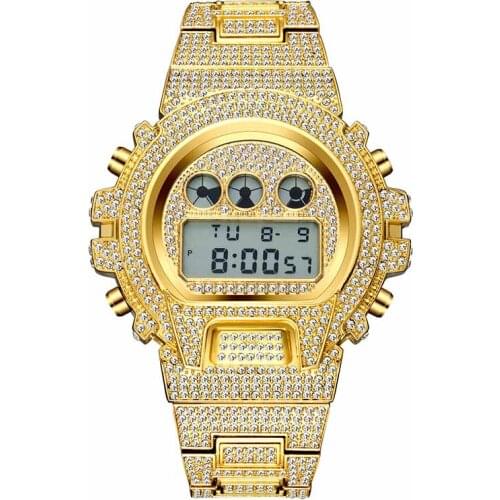 Multi-function G Style Shock Digital Mens Watches Top Luxury Brand LED 18K Gold Watch Men Hip Hop Male Iced Out Watches
