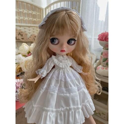 Fashion White Doll Clothes BJD Clothes for 1/6 BJD/Blythe/Ob24 Doll Accessories,Kawii Doll Dress Outfit for Dolls Barbie Clothes