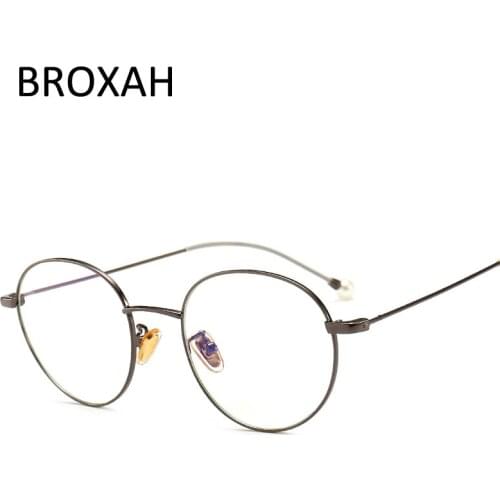 Fashion Round Metal Glasses Frame Women Vintage Clear Lens Glasses Men Optical Glasses Female 9608