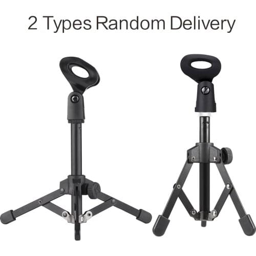 MS-12 Mini Foldable Adjustable Desktop Microphone Stand Tripod with Mic Clip Holder Bracket for Meeting Lectures Podcasts