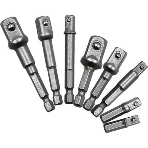 3/8PCS Socket Adapte Bits Set Hex Drill Nut Driver Power Shank 1/4" 3/8" 1/2" Connecting Rod Head Extension Drill Bits Tools