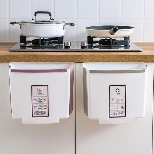 Kitchen Wall-mounted Trash Can Cabinet Trash Door Hanging Trash Debris Storage Bin Foldable Car Trash Can Household Products