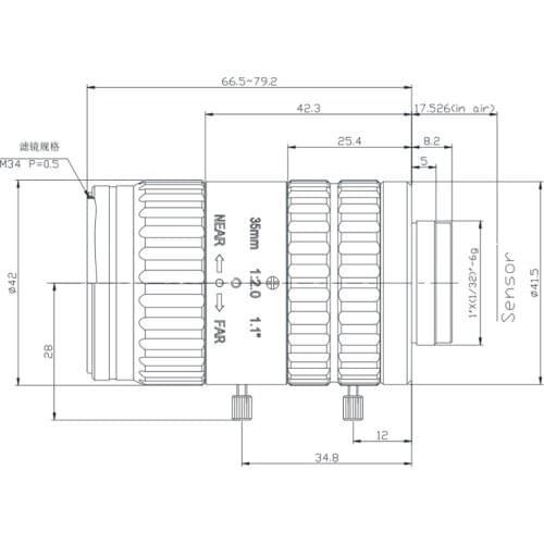 20 Mega Pixel C-Mount 35mm 1.1" F2.0 High resolution FA / Machine Vision fixed focal length lenses manual Iris CCTV lens