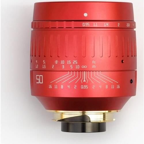 Original TTartisan 50mm F0.95 Camera Lens for Leica M Mount Large Aperture Full Frame MF Lens for Leica M9 M10 Camera Red Color