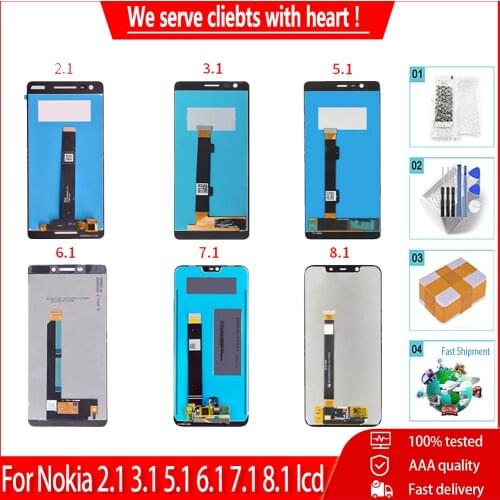 ORIG For Nokia 8.1 6.1 7.1 5.1 2.1 3.1 LCD Display Touch Screen 100% Tested Digitizer Panel Assembly Replacement Parts + Tools