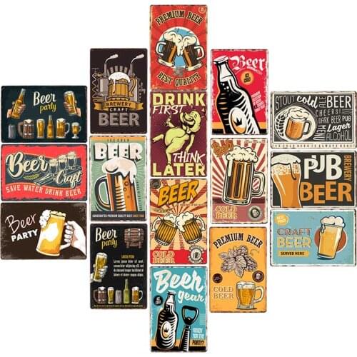Beer Poster Plaque Metal Vintage Pub Tin Plates Decorative Plates Bar Decoration 20x30cm