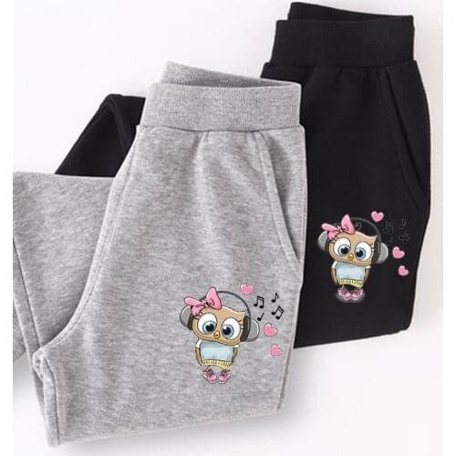 Aimi Lakana girls pajamas pants music owl trousers kids spring autumn long pant baby girl cotton sweatpants