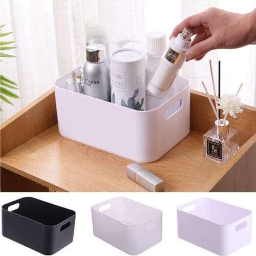Plastic Storage Basket Cosmetic Sundries Rangement makeup Box Housekeeping Organizer White Black Transparent white Cosmetic Box
