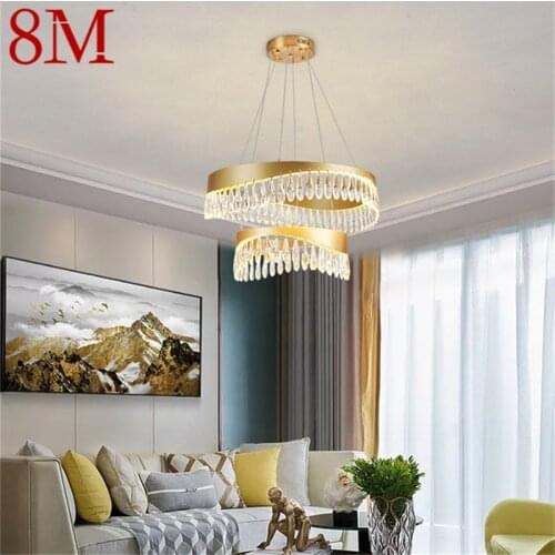 8M Chandelier Pendant Lamp Postmodern Gold Luxury Home LED Light Fixture for Living Dining Room