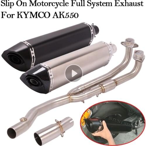 Full System For KYMCO AK550 AK 550 Motorcycle Exhaust Escape Moto DB Killer Modified Muffler Front Mid Middle Link Pipe Slip On