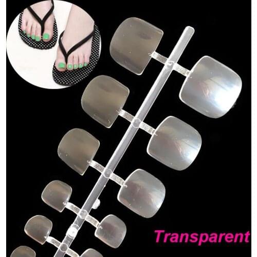 Transparent 24 PIECE Acrylic Fake Toenail square imprinted girls Nail artificial Candy multi color girl fake toenail