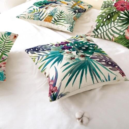 Bird Flower Banana Leaf Throw Pillow Case Cushion Cover Home Bed Sofa Decor