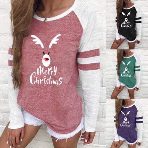 Christmas Pullover Womens Christmas Letter Print Round Neck Long Sleeve Casual Thin Pullover hot sell толстовка женская 50
