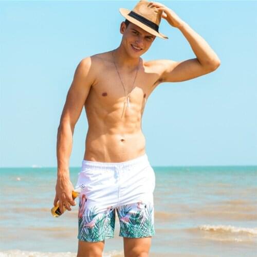 SD606 Trend flamingo print swimwear men vacation beach leisure shorts briefs board surfing shorts men swimsuit sunga swim trunk
