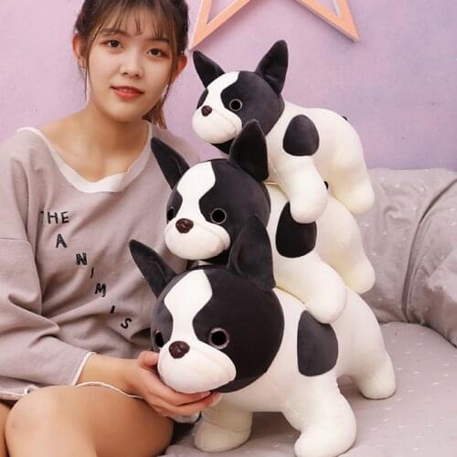 Cute Bulldog Plush Toy Cartoon Cattle Cow Bull Hugging Pillow French Stuffed Puppy Throw Pillow Baby Sleeping Gift for Children