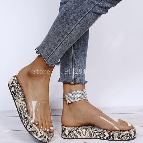 Summer Women Leopard print Slippers Soft Comfortable Slides Beach flip-flops Outdoor Sandals Transparent Shoes Snakeskin Slides