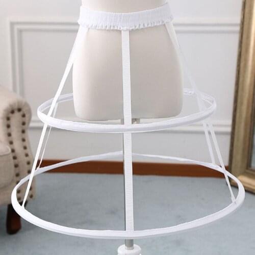 Wedding Bridal Crinoline Underskirt Women Girls Elastic Waistband Adjustable Pannier Petticoat 2 Hoop Cage Skirt N84D