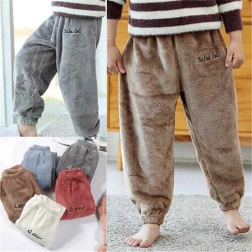 Boys Warm Pants Autumn Winter Children Casual Thick Velvet Trousers For Baby Kids Sports Clothes Toddler Soft home Wear Clothing