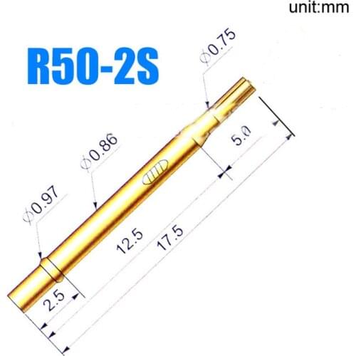 A Pack of 100 Pieces of R50-2S Test Probe Needle Tube Outer Diameter 0.86mm Length 17.5mm Spring Test Probe Socket