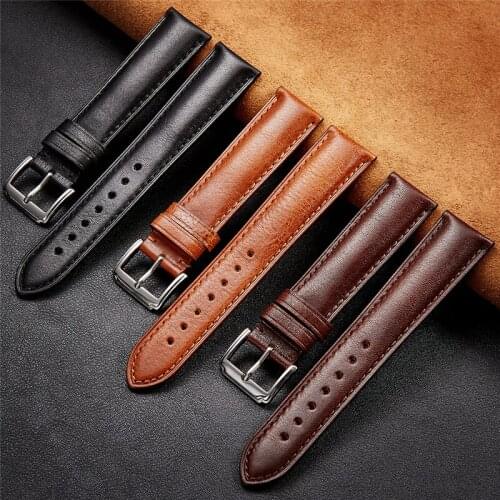Jovivi 1 Pc Waterproof Genuine Leather Watchband Dark Brown Black Vintage Watch Strap Watches Accessories 20mm 22mm Band Width