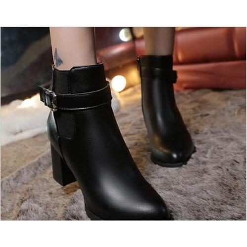 Women Ankle Boots Winter Genuine Leather High Heels Boots Ladies Fashion Pointed Toe gold Black Leather Shoes For Woman shoes