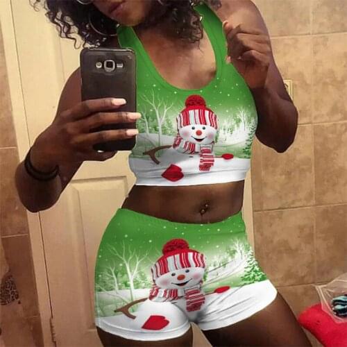 Women Spport Outfits Printed Vest and Shorts Two-piece Suit Yoga Gym Workout Fitness Sportswear For Women