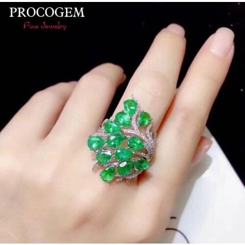 Natural Romantic Emerald Rings for Women Wedding gifts 3x4mm Genuine gemstones Fine jewelry 925 Sterling Silver Rings #454