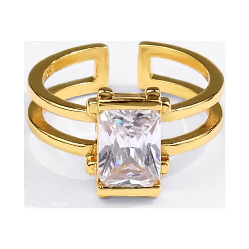 925 Sterling Silver Zircon Ring for Women Square CZ Gold Romantic Jewelry Engagement Rings Gifts