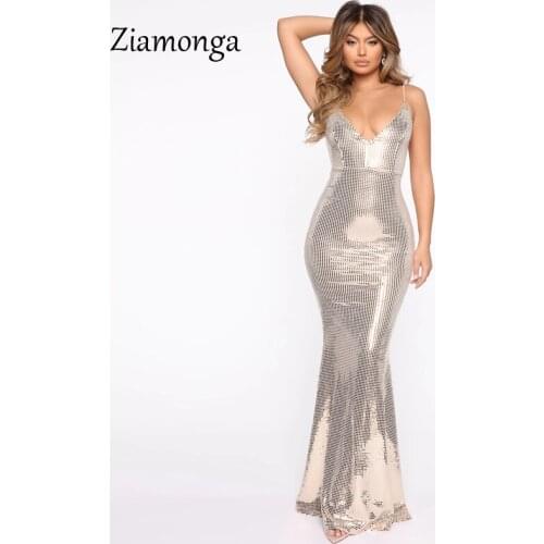 Ziamonga 2020 Women Sexy Off Shoulder Sequin Dresses Female Backless Maxi Elegant Party Reflective Dress Mermaid Gowns Vestidos