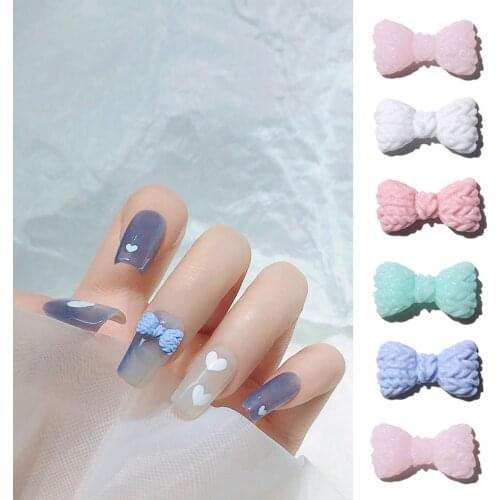 10 PCS Bow Nail Art Ornaments Elegant Candy Colors 3D Relief Bowknot Nail Art Decoartion Exquisite Manicure Accessories