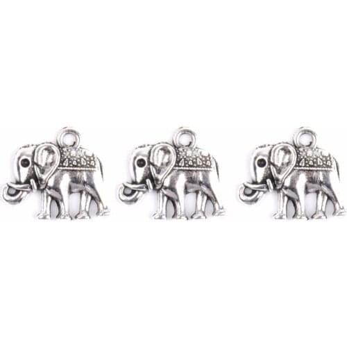 20pcs Silvers Plated Elephant Charms Pendants Beads Fit Bracelet Necklace Making 16*14mm Animal Charm For Women Jewelry Diy