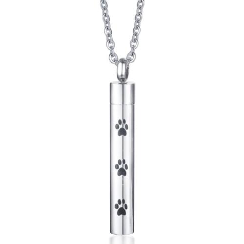 2021 European And America Fashion Jewelry Titanium Steel Paw Print Ashes Pendant Can Be Opened Steel Color Suitable For Women