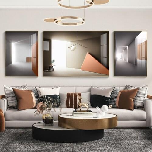 3pcs Abstract Modern Posters Geometry Space Light Industry Style Paintings Wall Art Canvas Prints Living Room Picture Home Decor