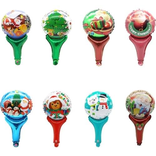 5/10/20 Pcs/lot Santa Claus Hand Held Stick Balloons Inflatable Balls For Kids Christmas Party Decorations Gift Supplies Globos