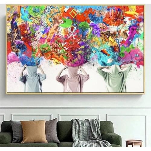 Abstract Watercolour Graffiti In Coat Canvas Painting Wall Art Picture Prints and Posters for Living Room Home Decor Cuadros