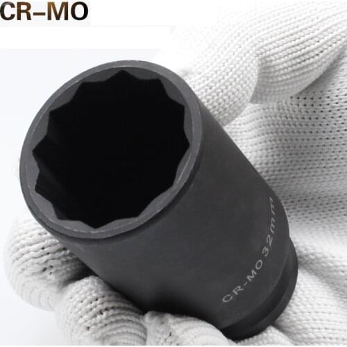 1pcs Lengthen 1/2" Square drive 12 point PT metric Torx Socket Ratchet wrench adapter 12 Angles Plum Blossom Sleeve 28mm to 41mm