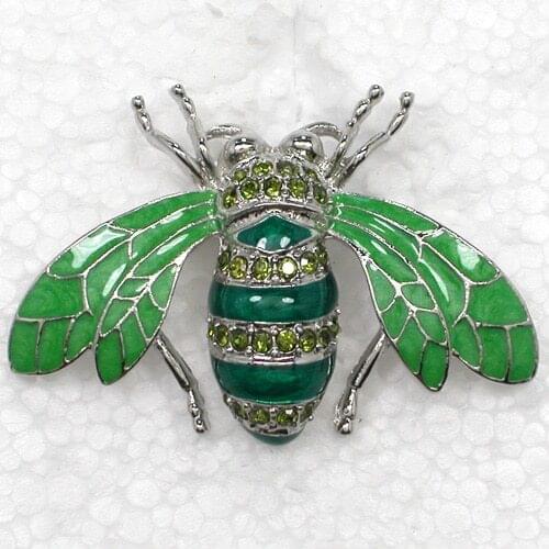 Fashion Brooch Olivine Rhinestone Enamel Bee Pin brooches C709 K