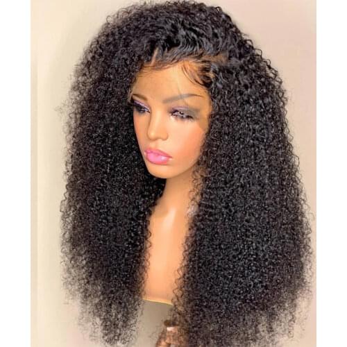 180 Density 26Inch Deep Wave Glueless Curly Lace Front Hair Wigs Natural Black Women Synthetic Frontal Wig Plucked Daily Wig