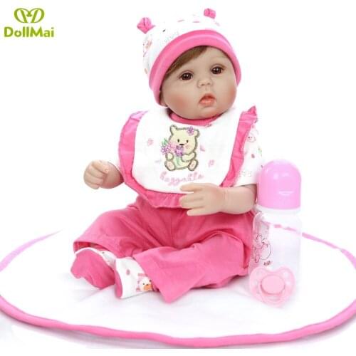 DollMai lovely girl bebes reborn 18"42cm silicone reborn baby dolls lifelike fake baby real born dolls fashion bonecas reborn