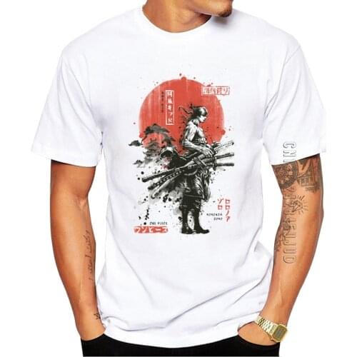 Hipster Zoro Samurai Wano Kuni Arc Men T-Shirt Cotton Fabric O Neck Tee Fashion Anime Samurai Printed Graphic Tshirt Funny Tops