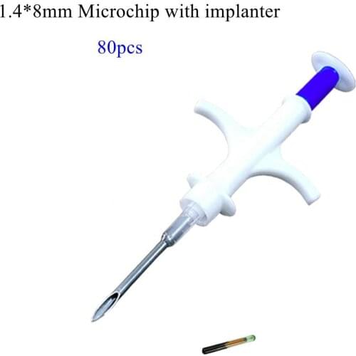 Engraved Pet Id Tags 1.4*8mm Glass Transponder for Cat Dog Identification Universal Rfid Microchip with Syringe Needle Kit X80