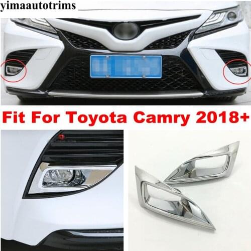 Chrome Front Bumper Foglight Fog Lights Lamps Frame Accessories Cover Trim Fit For Toyota Camry 2018 2019 2020 2021