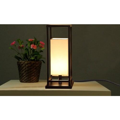 Chinese table lamp simple fabric living room bedroom study bedside wrought iron desk lamps ZA8822