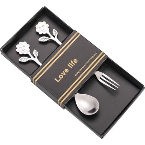 Coffee Spoon Wedding Accompaniment Gifts Creative Tableware Kitchen Tool Portable Stainless Steel Silver Sunflower Fruit Fork