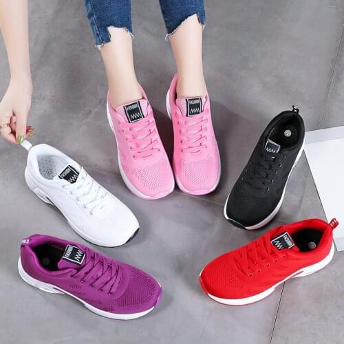 ZEEKSON Spring Flying Weaving Womens Shoes Korean All-match Casual Shoes Students Increase Black Running Sneakers 5 Colors Shoe