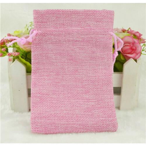 Hot sale (15x20cm) 100PCS Linen Jute Drawstring Pouch Cotton Mix Color Packages for Packaging Gift Wedding Christmas Candy Bags