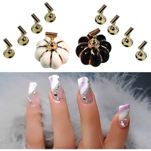 Pumpkin Shape Magnetic False Nail Stand Polish Practice Lightweight Tips Display Manicure Cosmetic Space-saving Kit