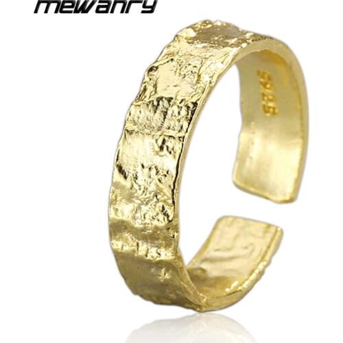 Mewanry 925 Sterling Silver Extremely Simple Fold Tin Foil Open Rings Fashion Creative for Women Party Jewelry Gifts Wholesale